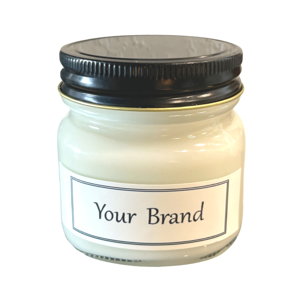 100% Soy Candles - 8 oz Mason Jar with Black Lid